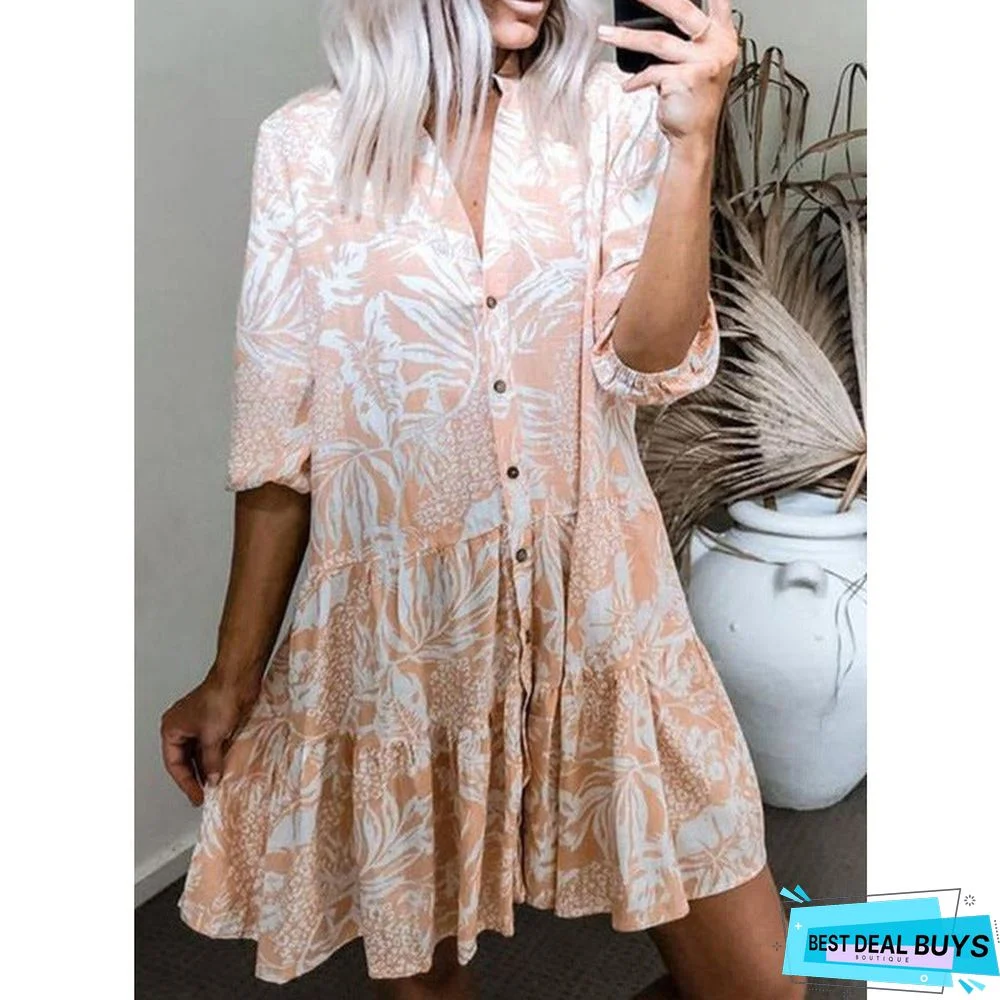 Best Selling European and American Women's Short Sleeve Printed Dress