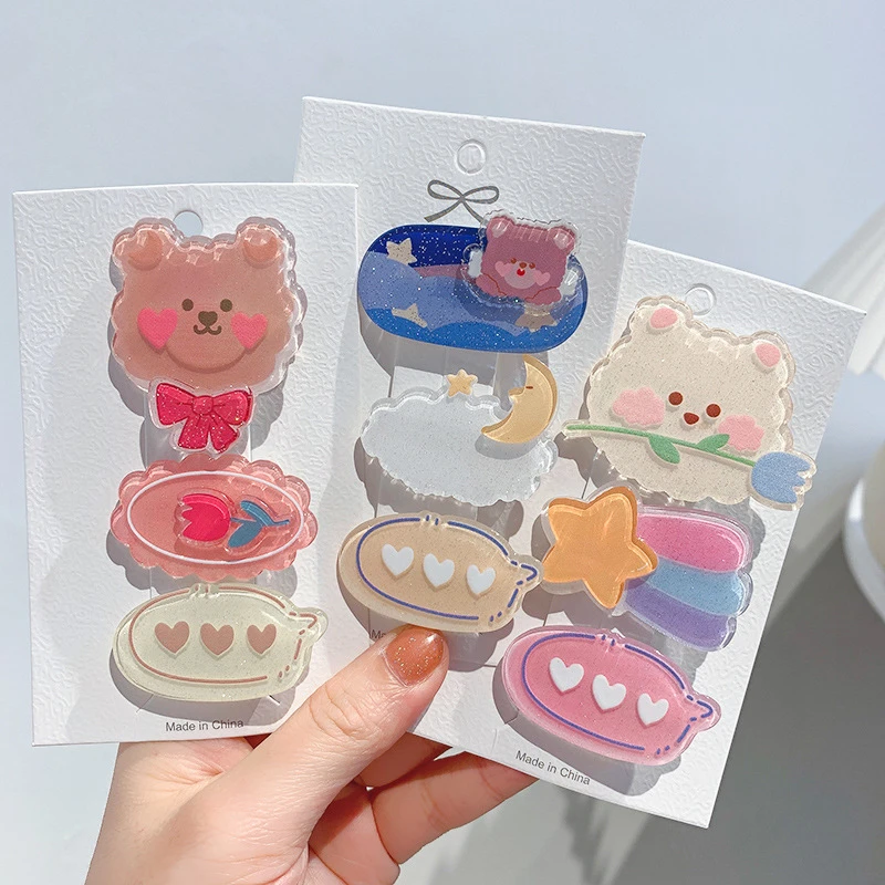 Three Cartoon Bear Hair Clips