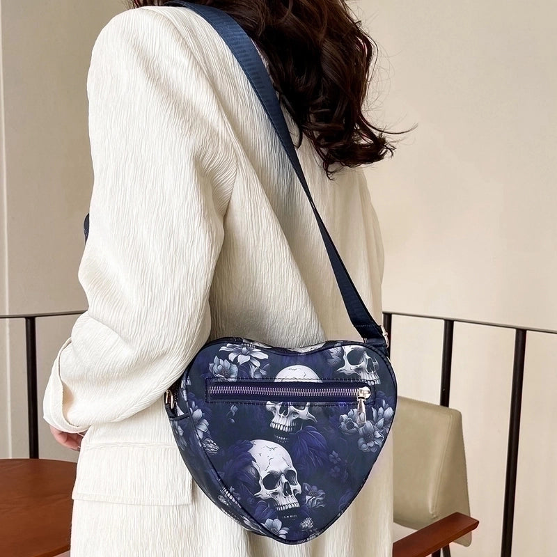 Halloween Unisex Medium Nylon Skull Streetwear Zipper Bag Sets Crossbody Bag