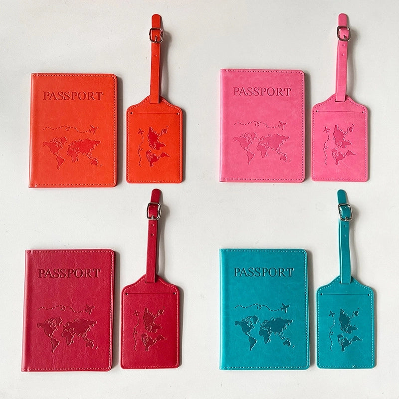 Minimalist Map Letter Airplane Pu Leather Passport Holders