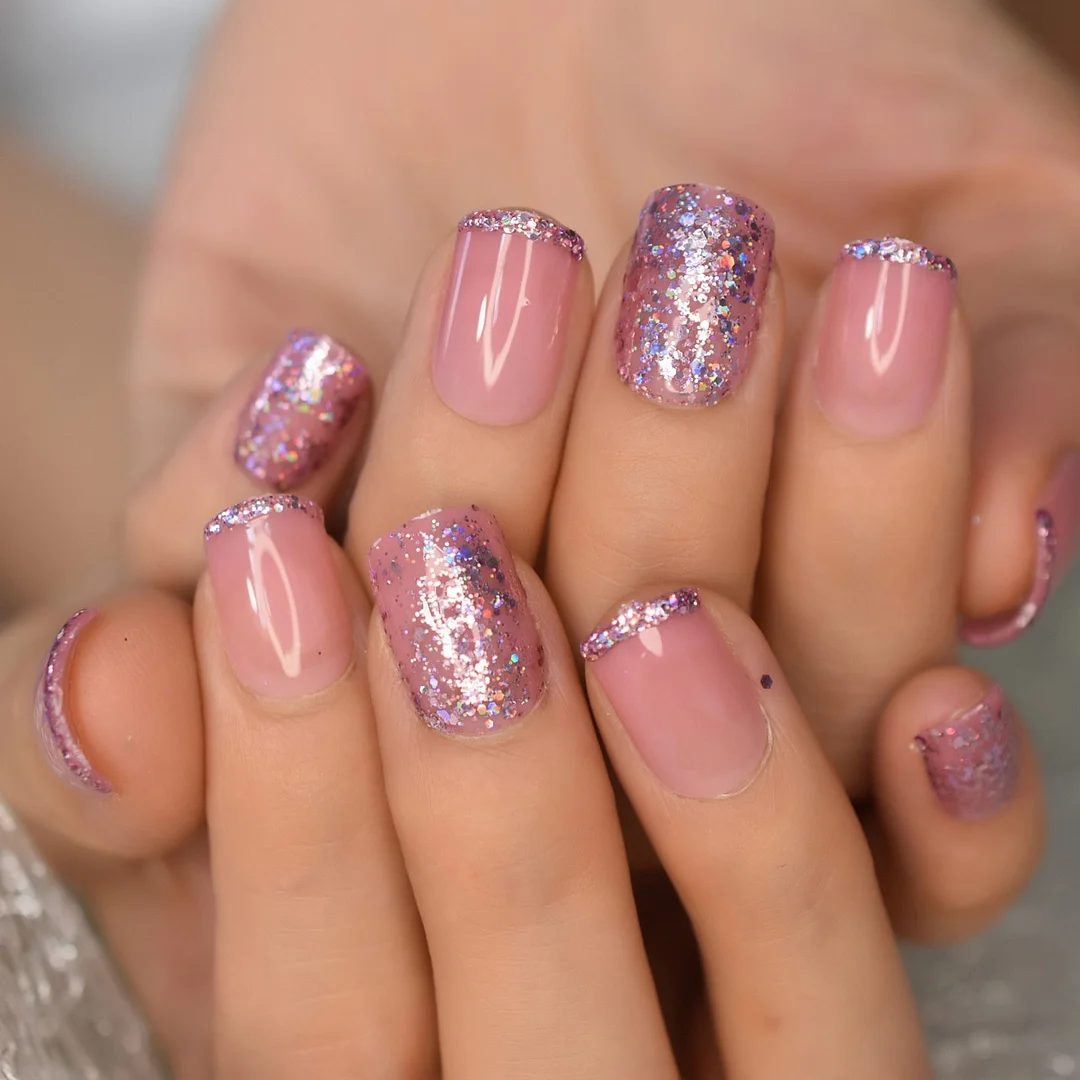 Ombre French Ballerina Fake Nail Gradeint Natural Coffin False Nails Wholesale Nails Supplier 24 Russian Shipping-Nail Inspo