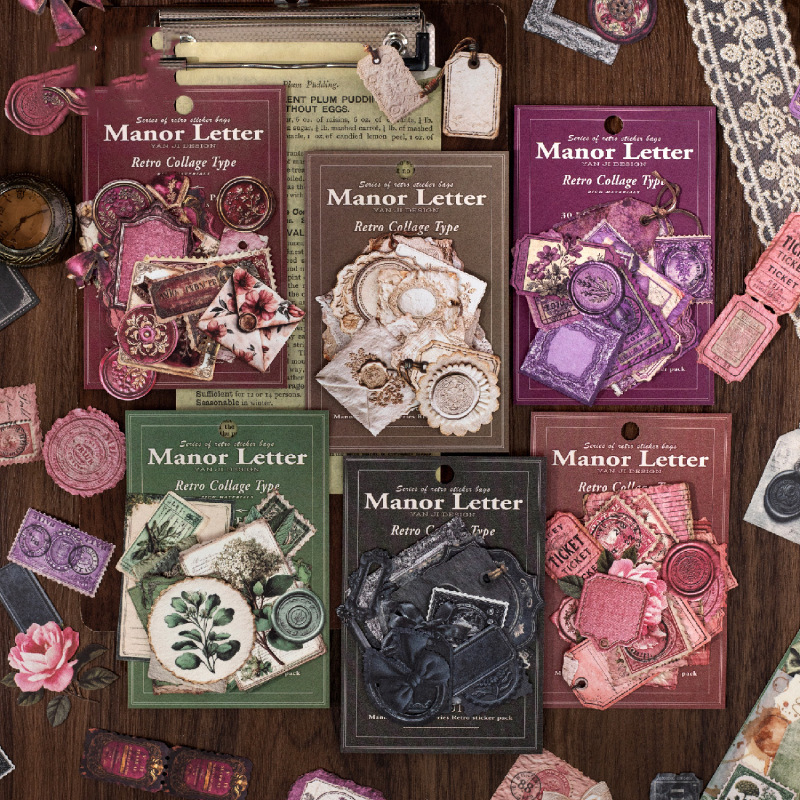 스티커 - 매너 레터헤드 시리즈 빈티지 꽃 라벨