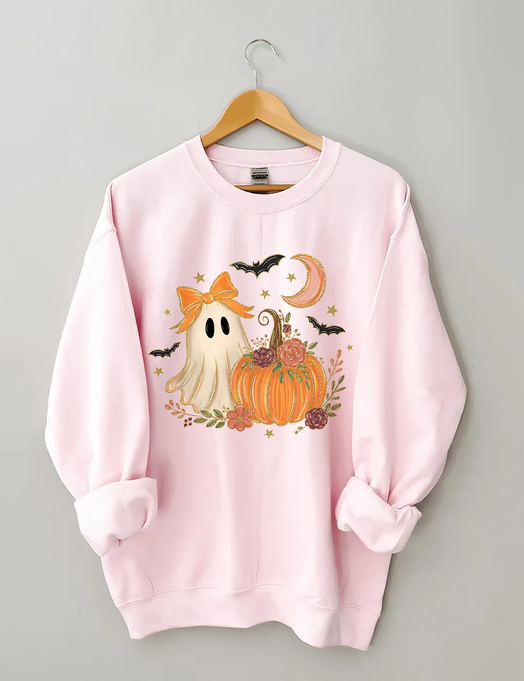 Floral Ghost Halloween Pumpkin Sweatshirt
