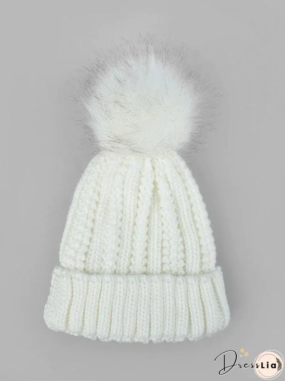 Fuzzy Ball Classic Winter Knitted Hat for Women