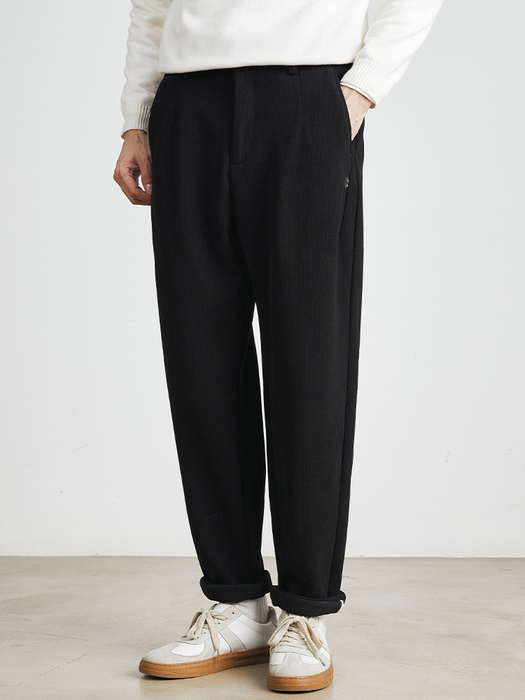 Mature Men's Chenille Fleece Straight Casual Pants