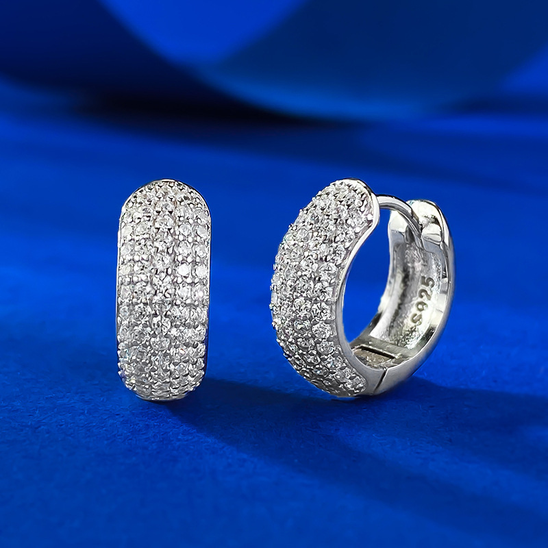 MIKAMU S925 Silver Full Diamond Pave Stud Earrings - Luxurious Sparkle for the Charming Woman