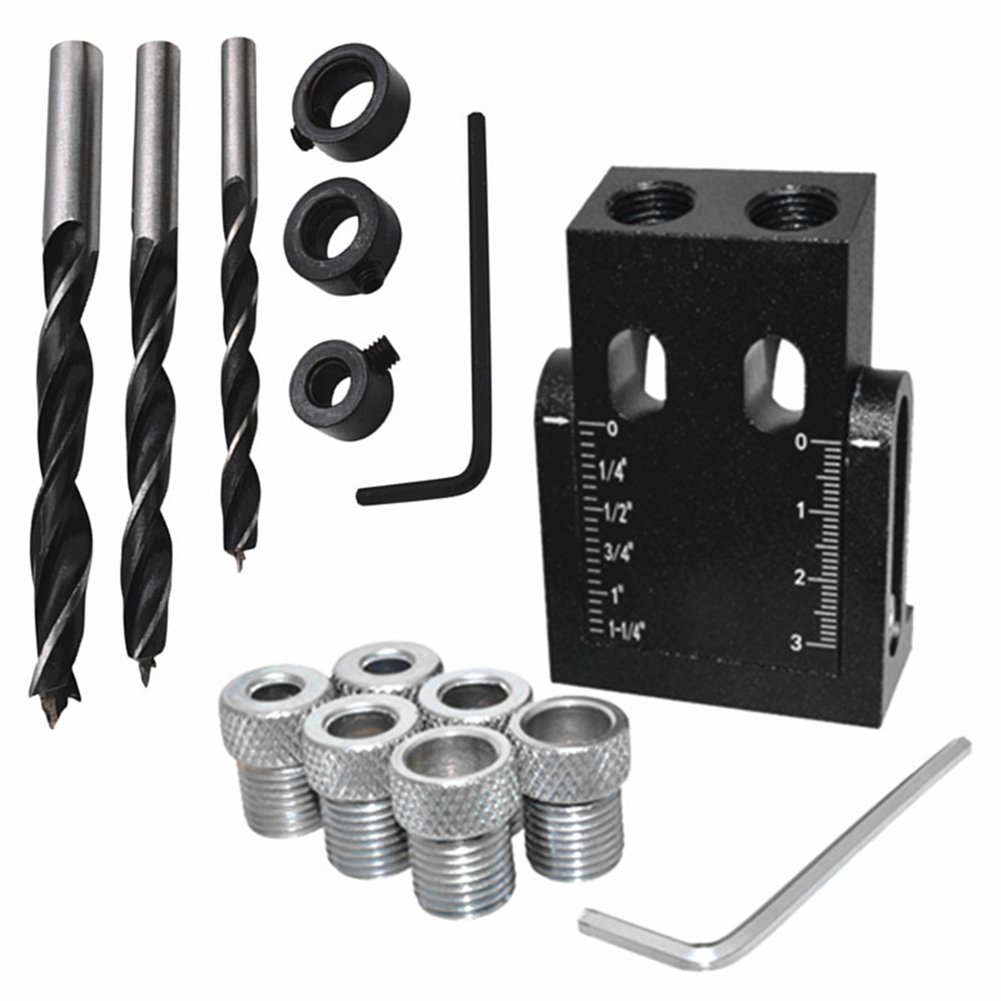 

15 Degree Angle Oblique Puncher Locator Pocket Hole Jig Kit Drill Guide Set, 501 Original