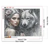 (50*40cm)Girl Wolf - Full Round Drill Diamond Painting