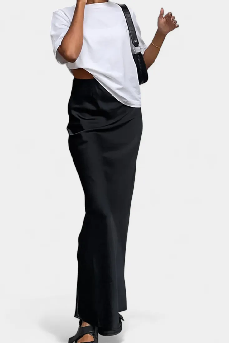Cropped Utility Maxi Skirt with Flowy Drape