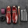 Fashion Mens Burgundy Loafers Dress Shoes