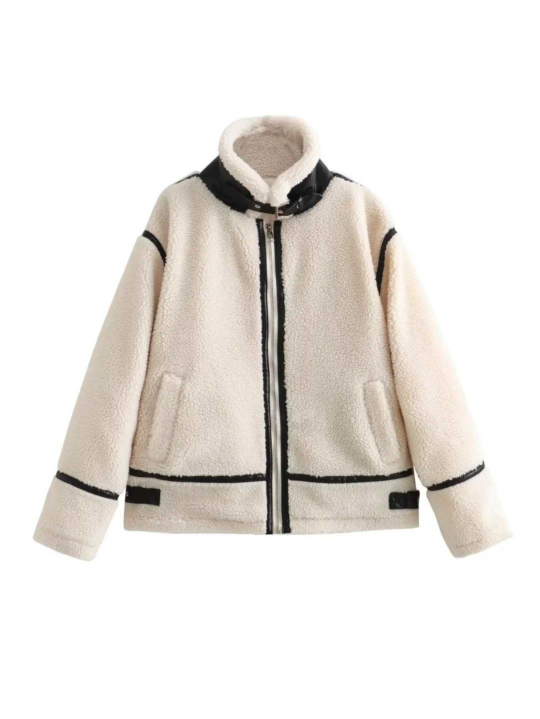 Zingj Autumn And Winter New Lamb Wool Coat Female Motorcycle Fur Integrated Locomotive Thickened Coat Female