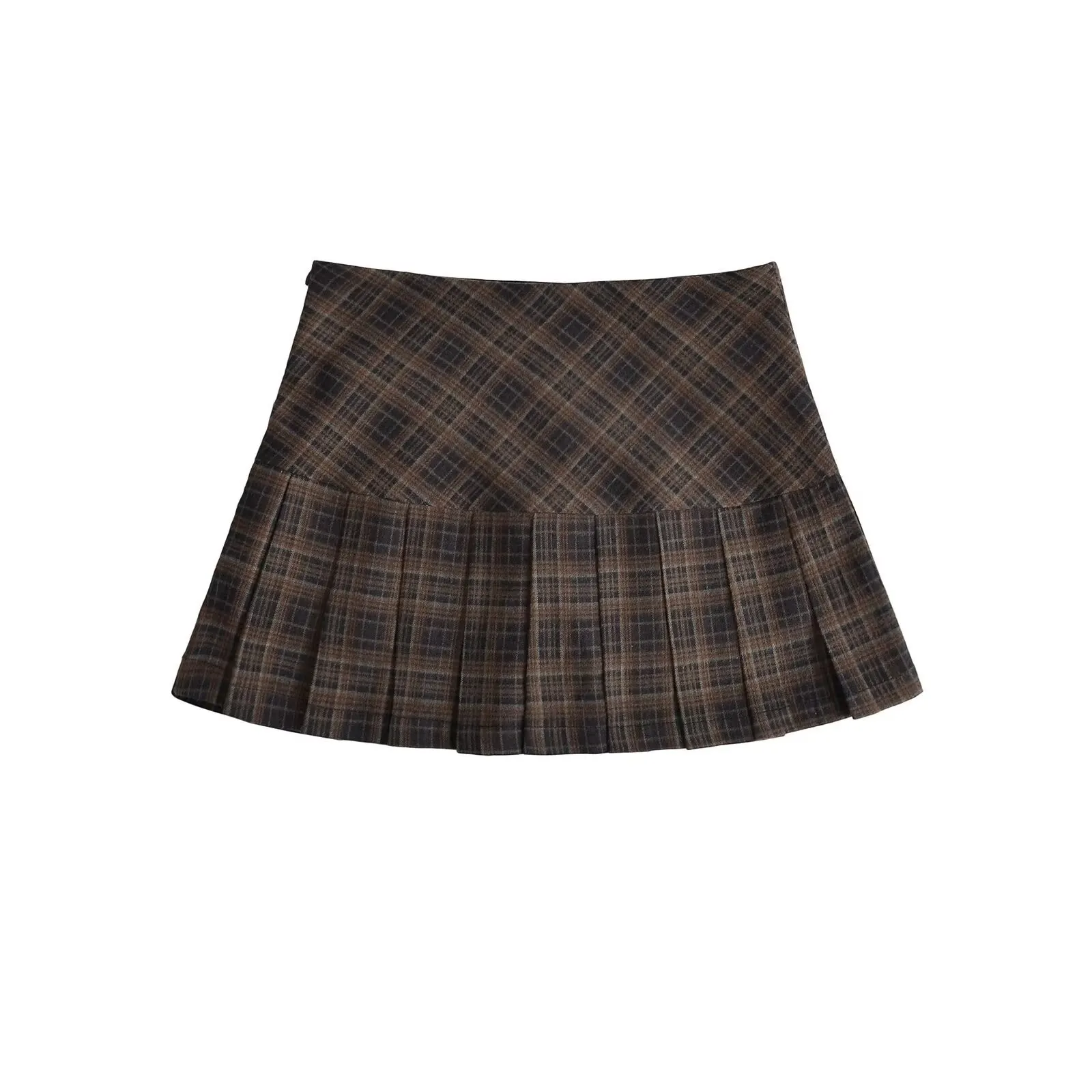 Women's Back to School Outfit Diagonal Plaid Pleated Skirt