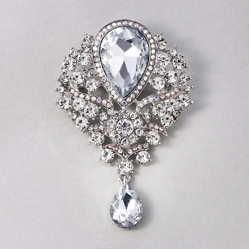 2 Pieces Fashion Pin Crown Alloy Rhinestones Women’S Brooches