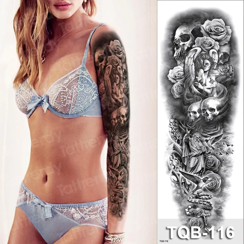 large temporary tattoos women thigh leg tattoo sleeve pattern waterproof tatoo sticker body art sexy tatoo fake water sheet