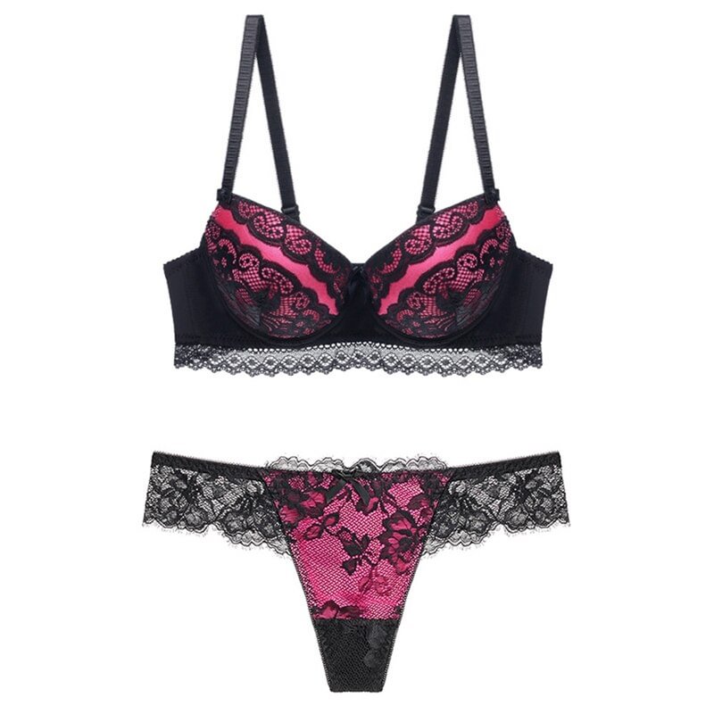 Underwire Bra Lace Push Up Plus Size Bra And Thong Set Brassiere Underwear Women Set Enemble Lingerie Feminina Women's Intimates