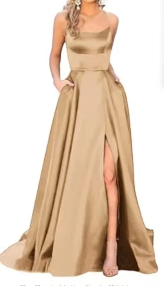 Uveng Uveng Solid-Color Bridesmaids Wear Long Dresses With Thin Shoulders And Girlfriend Fashion Bridesmaids Evening Dress