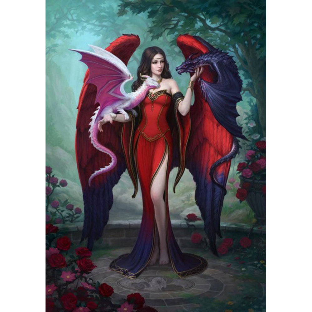 

30*40CM - Round Drill Diamond Painting - Angel and Devil, 501 Original