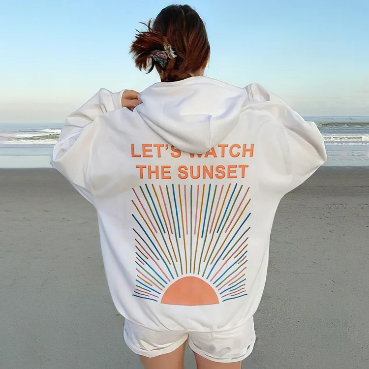 Let's Watch The Sunset Print Couple Hoodie