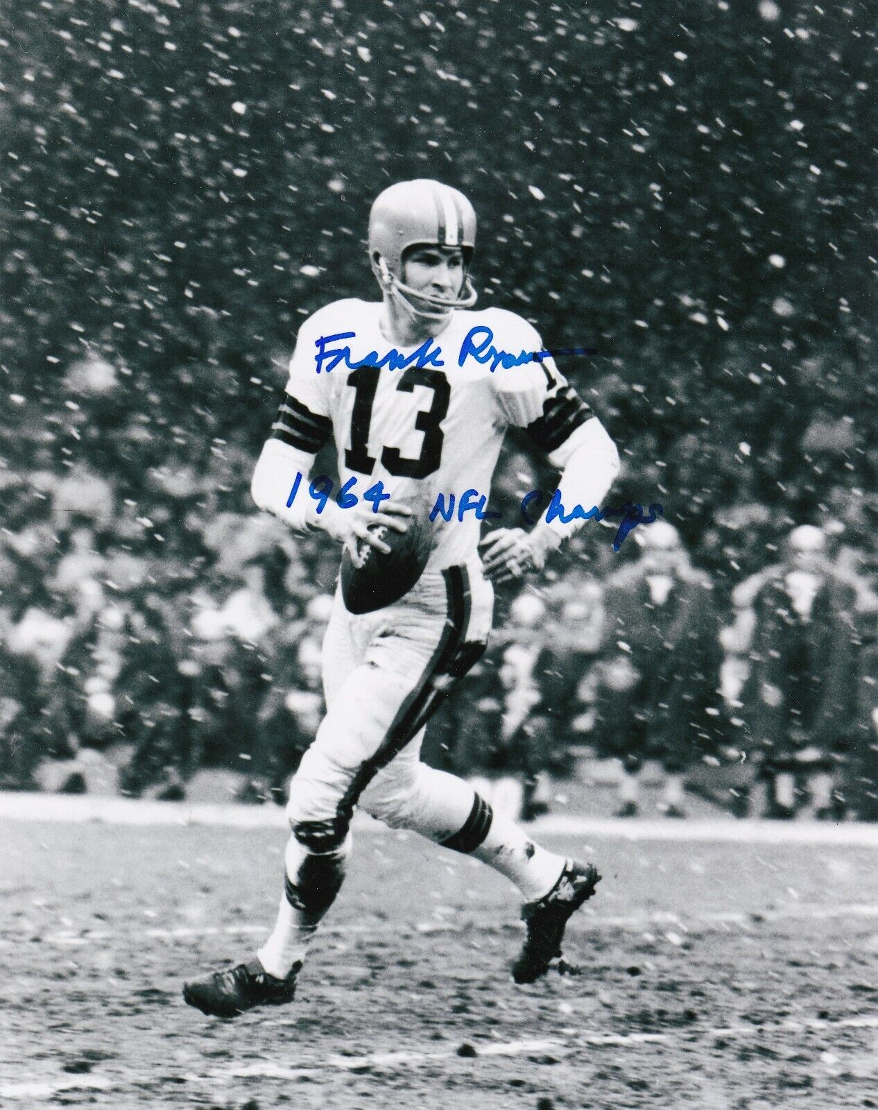 FRANK RYAN CLEVELAND BROWNS 1964 NFL CHAMPS ACTION SIGNED 8x10