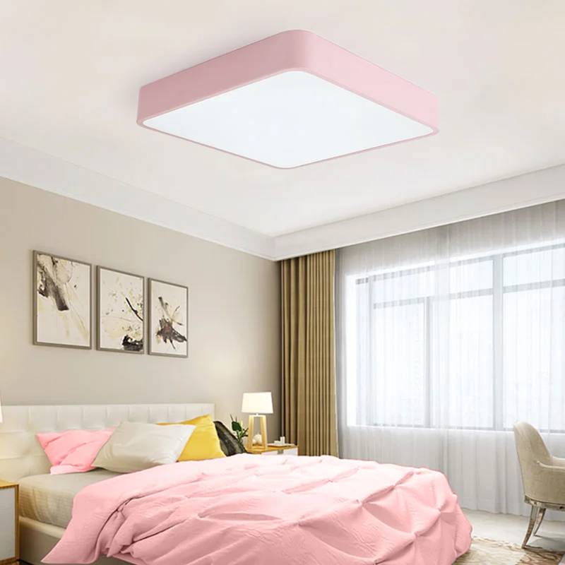 Modern LED Ceiling Light Ultra-thin Colorful Square  Iron Acrylic Kitchen Bedroom Indoor Dustproof Lighting Fixture