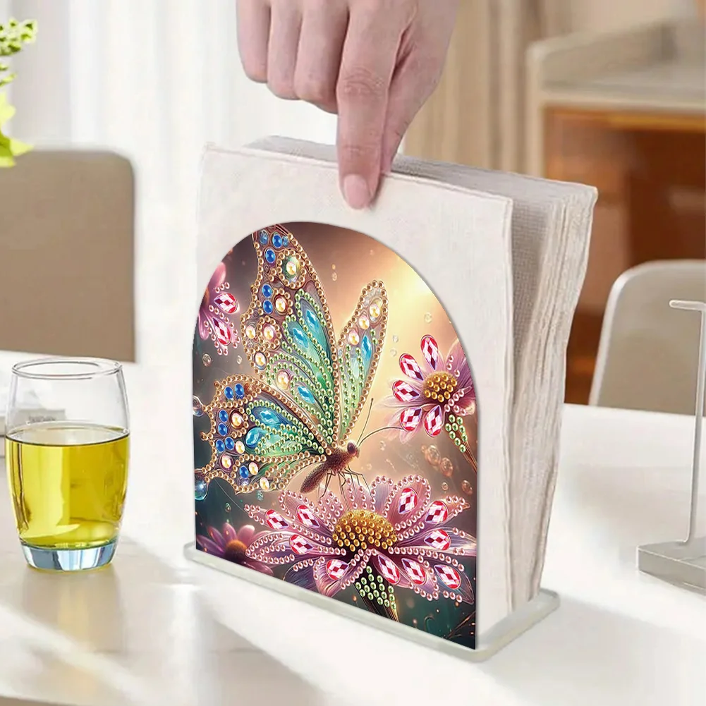 DIY Butterfly Diamond Painting Acrylic Napkin Rack Decor for Home Office Decor