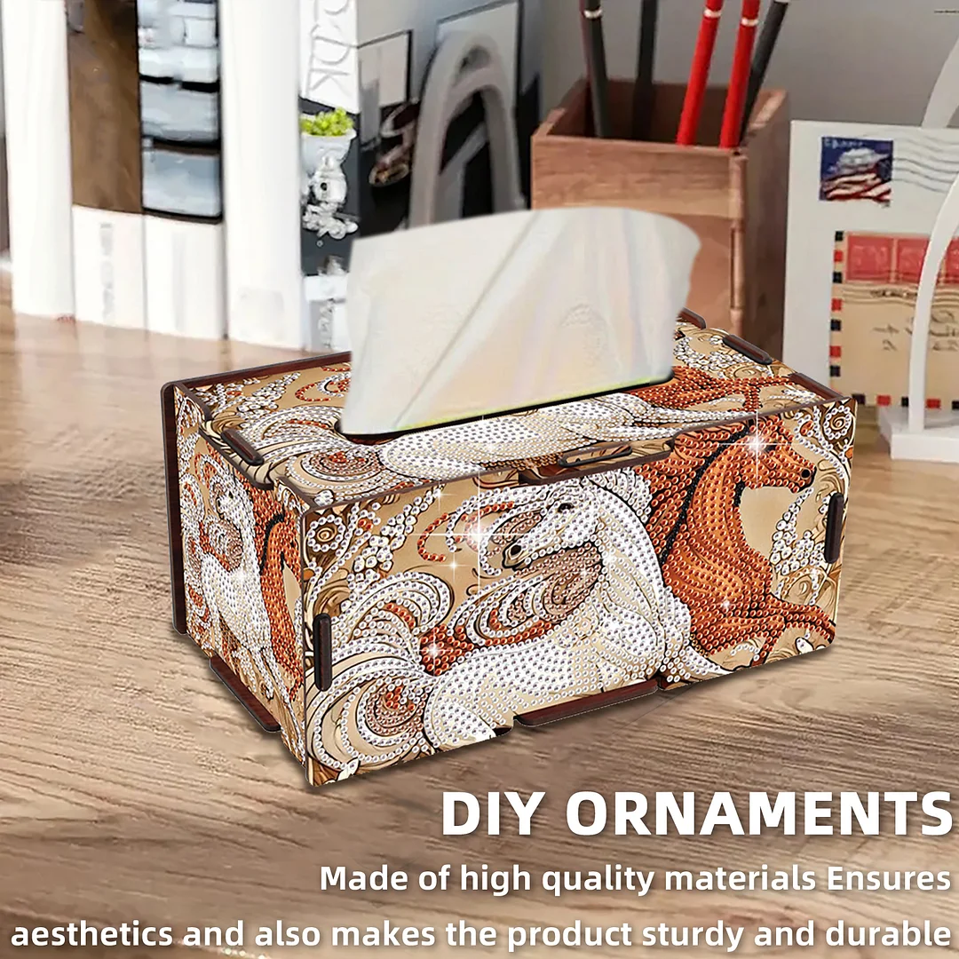 Wooden Diamond Painting Tissue Box for Home and Office Decoration (ZJH034)