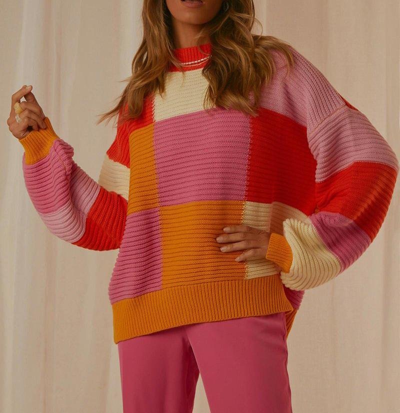 Ladies Casual Personalized Long-sleeved Knitted Sweater