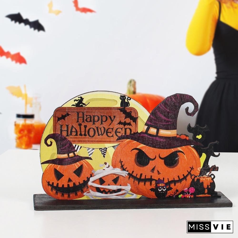 Wooden Halloween Theme Table Ornament