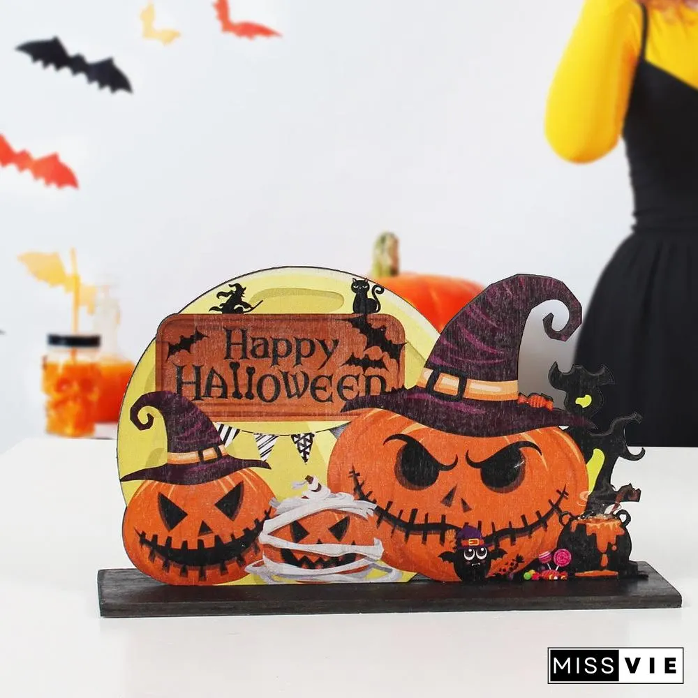 Wooden Halloween Theme Table Ornament