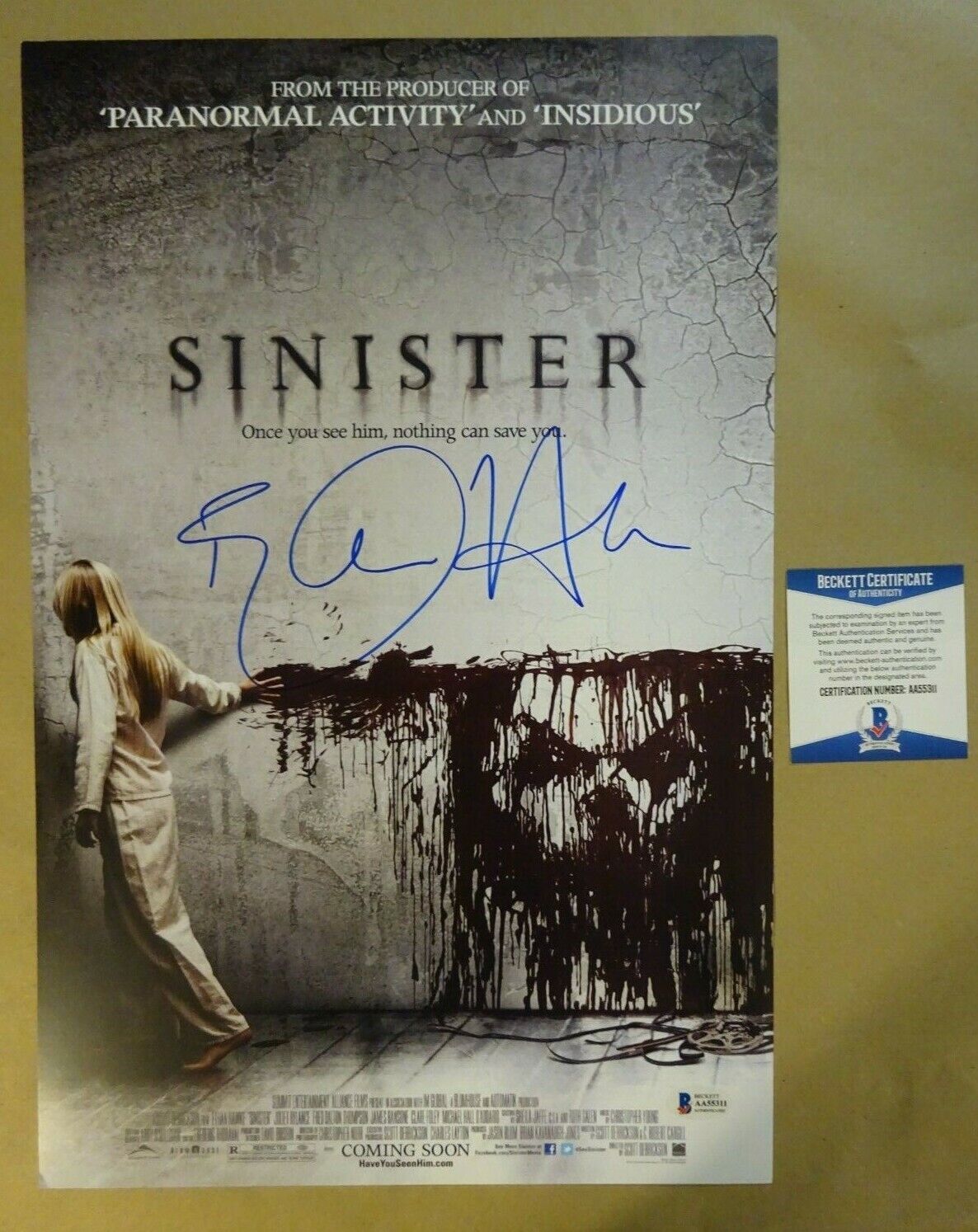 Signed ETHAN HAWKE Autographed SINISTER 11x17