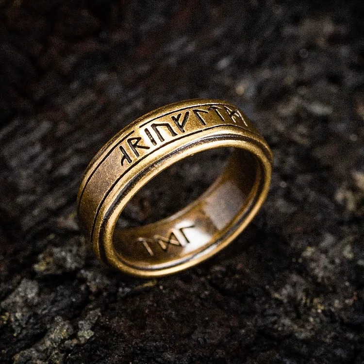 Retro Bronze Rune Stainless Steel Ring