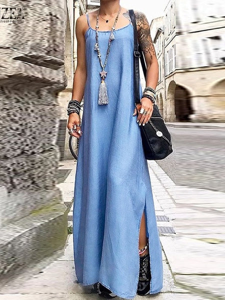 Women's Cold Shoulder Scoop Neck Maxi Dress