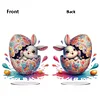 (US Only)2D Flat Easter Egg Bunny DIY Double-Sided Diamond Painting Desktop Decorations