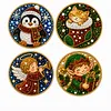 [Upgrade]4Pcs Acrylic Special Shape Xmas DIY Waterproof Diamond Painting Coaster Kit