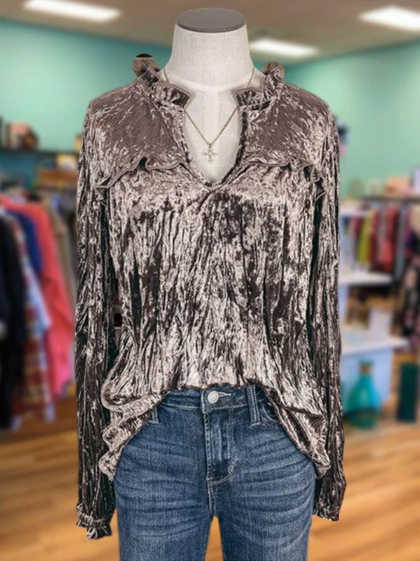 Ruffled Velvet Top