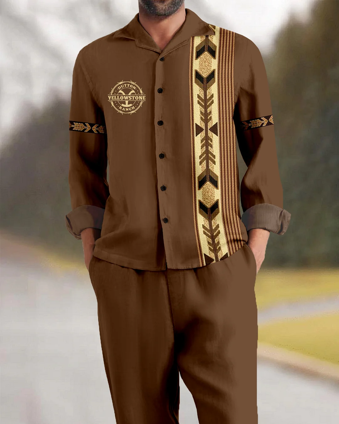 Suitmens Men's Southwestern Style Long Sleeve Walking Suits-0047