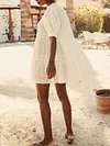 Crochet Loose Puff Sleeves Mini Dress