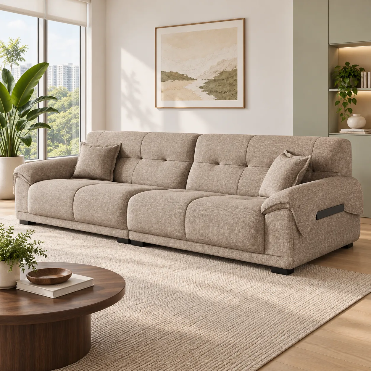 W09 Woven Sofa - Oatmeal - Room setting