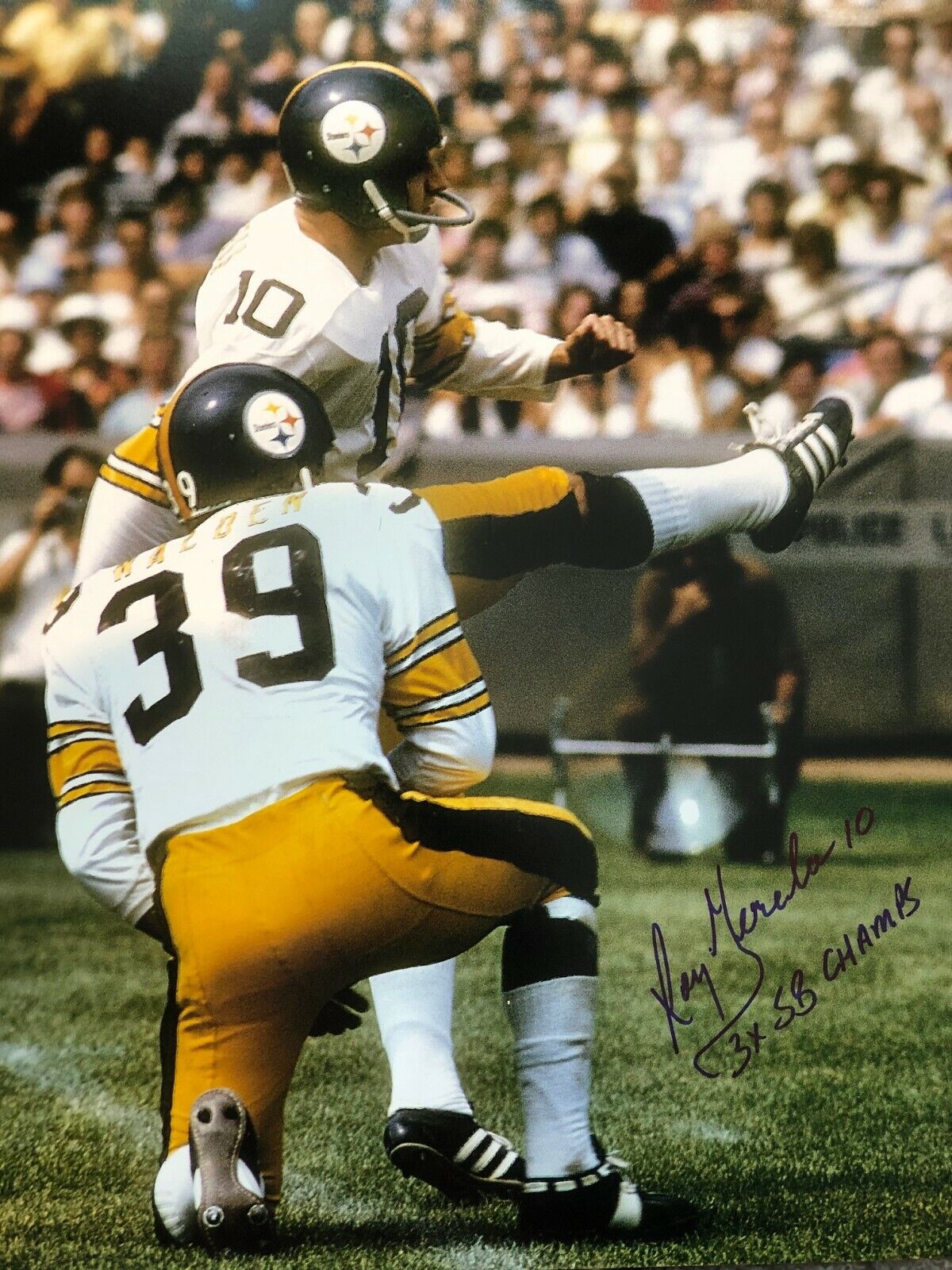 Autographed Roy Gerela Pittsburgh Steelers Football 11x14 Photo Poster painting with COA