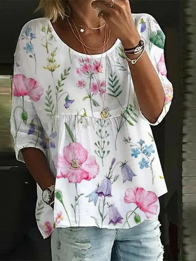 Women's Plant Flower Print Shirt
