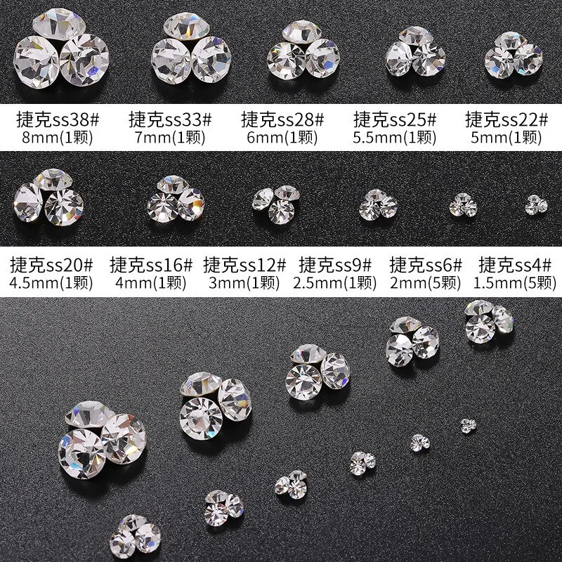 Applyw 1440pcs Pointed Bottom Rhinestone Clear Crystal AB gold 3D Non HotFix Nail Art Decorations Shoes And Dancing Decoration
