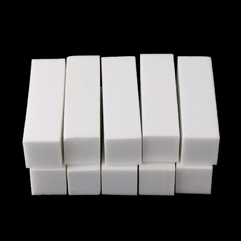 10Pcs/Set White Nail File Block Nail Polisher Sanding Nail Buffer Polishing Blocks Manicure Tools DIY Nail Art Accessories-Nail Inspo
