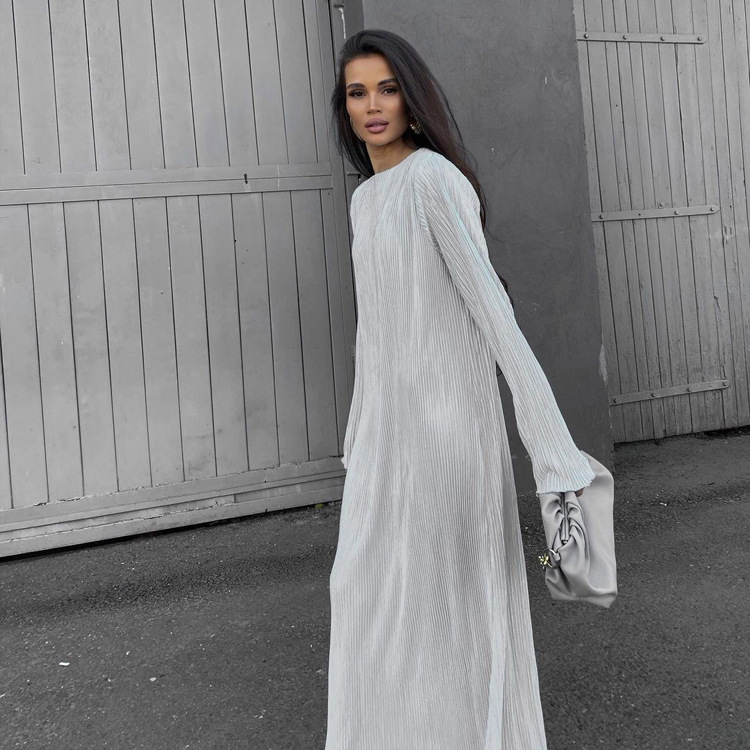 Ootddress Casual Loose Female Long Dress Long Sleeve Basic Solid High Streetwear White Summer For Women Fashion Maxi Dress Outfits