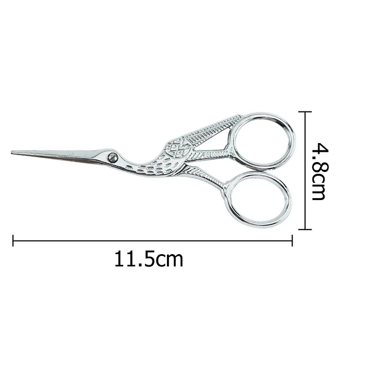 Small Crane Sewing Scissors, Stainless Steel, Vintage Style