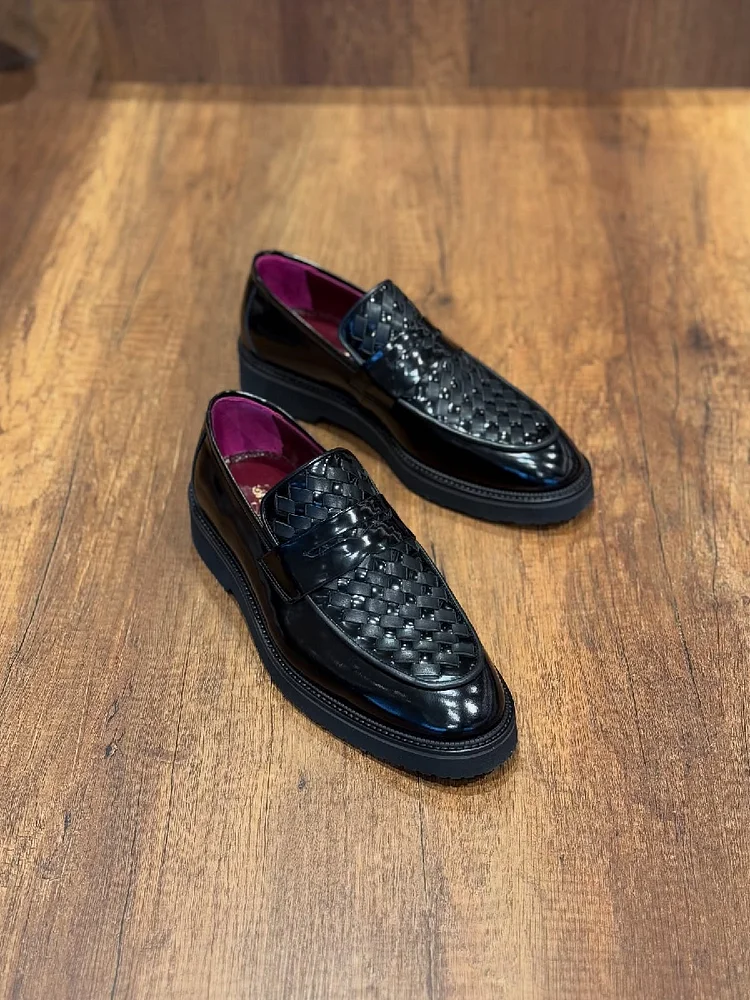 Woven Vintage Men's Leather Shoes