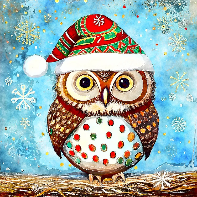 Christmas Owl 30*30CM (Canvas) Full Round Drill Diamond Painting gbfke