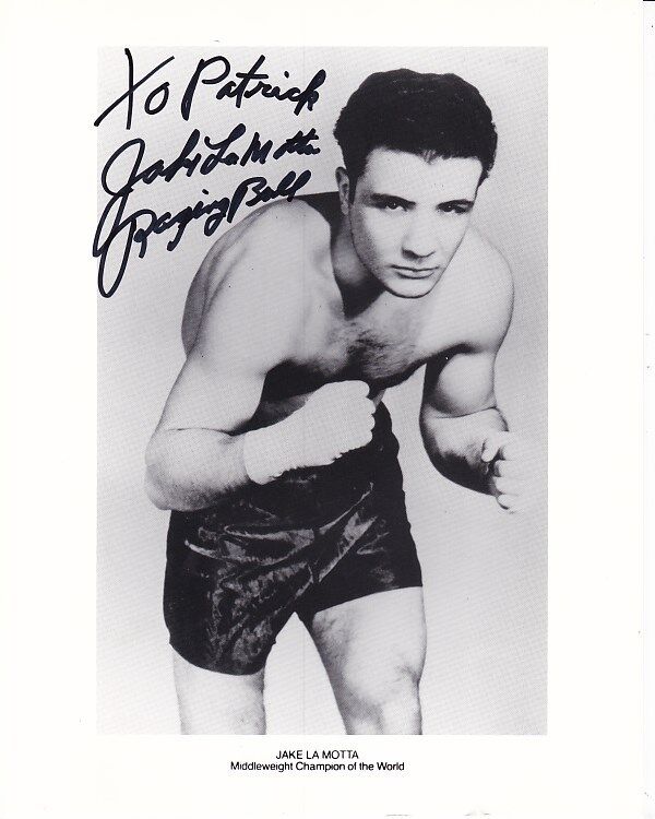 JAKE LAMOTTA Signed Autographed MIDDLEWEIGHT CHAMPION Photo Poster paintinggraph - To Patrick