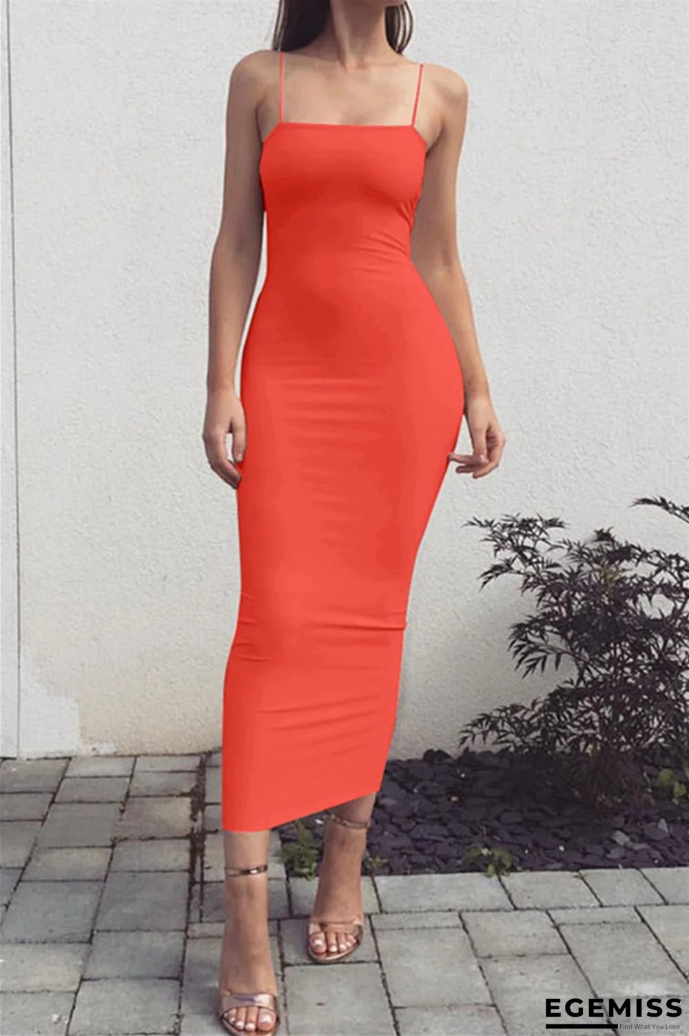 OrangeRed Fashion Sexy Sling Slim Dress | EGEMISS