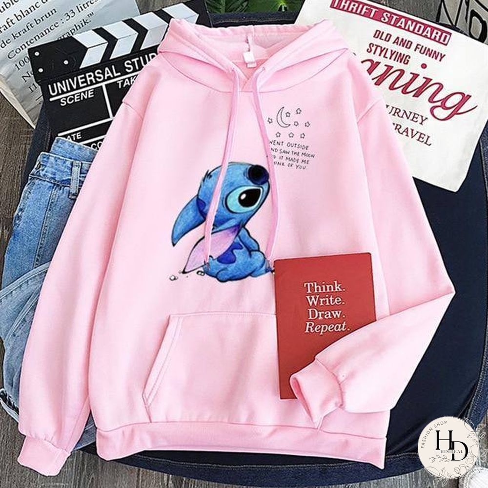 New Hoodie Sweatshirt Women Oversized cartoon Stitch Hoodie couple shirt versatile Sweatshirt Winter Long Sleeve Tops Hoodies