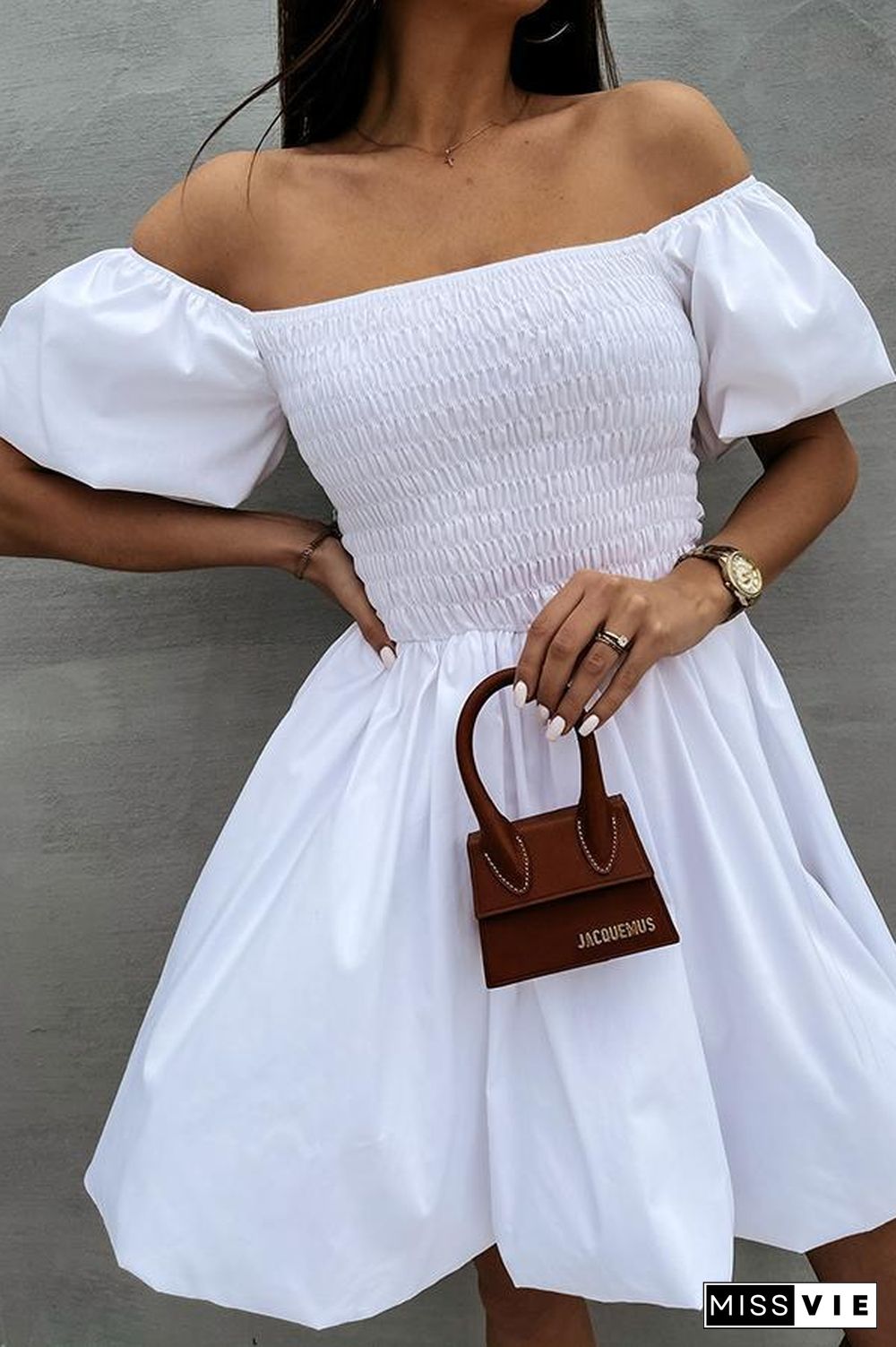 Puff Sleeve Mini Dress P14299